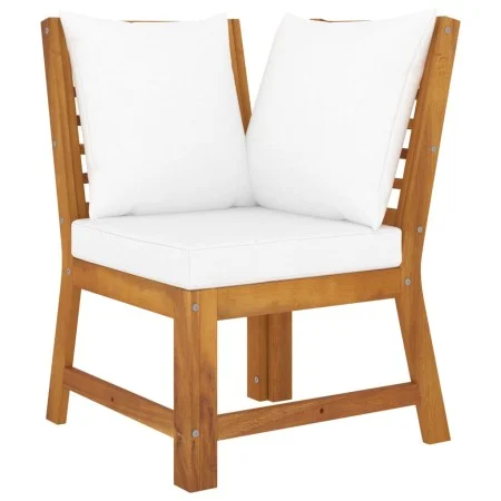 Solid acacia wood sectional corner sofa with cream cushions by vidaXL, Modular outdoor sofas - Ref: Foro24-311840, Price: 111...