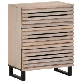 Aparador de madera maciza de mango blanco 60x34x75 cm by , Lockers and storage cabinets - Ref: Foro24-377454, Price: 146,13 €...