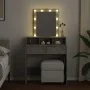 Tocador con luces LED gris hormigón 80x41x144,5 cm de , Tocadores para dormitorios - Ref: Foro24-848181, Precio: 116,24 €, De...