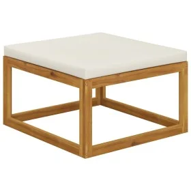 Footstool with cream white cushion solid acacia wood by vidaXL, Modular outdoor sofas - Ref: Foro24-311865, Price: 53,00 €, D...