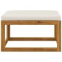 Footstool with cream white cushion solid acacia wood by vidaXL, Modular outdoor sofas - Ref: Foro24-311865, Price: 48,09 €, D...