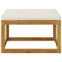 Footstool with cream white cushion solid acacia wood by vidaXL, Modular outdoor sofas - Ref: Foro24-311865, Price: 53,00 €, D...