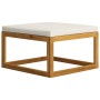 Footstool with cream white cushion solid acacia wood by vidaXL, Modular outdoor sofas - Ref: Foro24-311865, Price: 48,09 €, D...