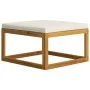 Footstool with cream white cushion solid acacia wood by vidaXL, Modular outdoor sofas - Ref: Foro24-311865, Price: 53,00 €, D...