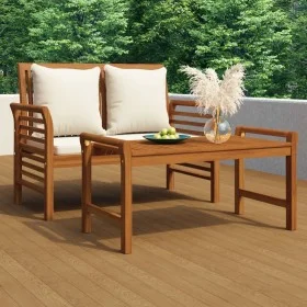 Garden furniture 2 pieces with cream white cushions solid wood by vidaXL, Garden sets - Ref: Foro24-312141, Price: 240,77 €, ...