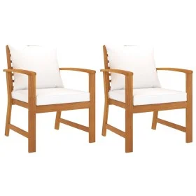 Garden chairs with cream cushion 2 pcs solid acacia wood by vidaXL, Garden chairs - Ref: Foro24-311831, Price: 216,76 €, Disc...