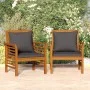 Dark gray armchairs with cushions, 2 units, solid acacia wood by vidaXL, Garden chairs - Ref: Foro24-312138, Price: 255,81 €,...