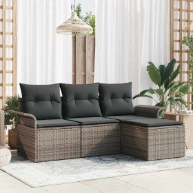Conjunto de sofá de jardín 4 pcs Gris 55 x 55 x 37 cm