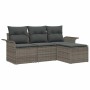 Conjunto de sofá de jardín 4 pcs Gris 55 x 55 x 37 cm