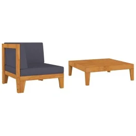 2-piece garden furniture with solid acacia wood cushions by vidaXL, Modular outdoor sofas - Ref: Foro24-312147, Price: 167,92...