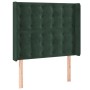 Cabecero con LED de terciopelo verde oscuro 83x16x118/128 cm