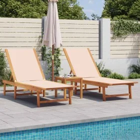 Tumbonas 2 unidades madera maciza de acacia y textileno crema von , Liegen - Ref: Foro24-3279248, Preis: 333,85 €, Rabatt: %