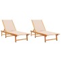 Tumbonas 2 unidades madera maciza de acacia y textileno crema von , Liegen - Ref: Foro24-3279248, Preis: 314,02 €, Rabatt: %
