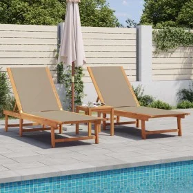 Tumbonas 2 uds con mesa madera maciza acacia y textileno taupe von , Liegen - Ref: Foro24-3279255, Preis: 353,07 €, Rabatt: %