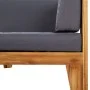 2-teiliges Gartenmöbel mit Kissen aus massivem Akazienholz von vidaXL, Modulare Sofas für den Außenbereich - Ref: Foro24-3121...