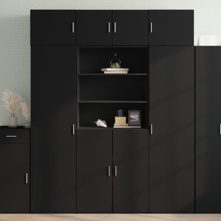 Hoher schwarzer Schrank aus Holzwerkstoff 80x42,5x185 cm. von , Sideboards - Ref: Foro24-3281379, Preis: 212,14 €, Rabatt: %