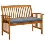 Banco de jardín con cojines 119 cm madera maciza de acacia de vidaXL, Bancos de jardín - Ref: Foro24-312133, Precio: 135,37 €...