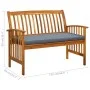 Banco de jardín con cojines 119 cm madera maciza de acacia de vidaXL, Bancos de jardín - Ref: Foro24-312133, Precio: 135,37 €...