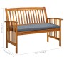 Garden bench with cushions 119 cm solid acacia wood by vidaXL, garden benches - Ref: Foro24-312133, Price: 136,61 €, Discount: %
