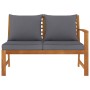 Banco de jardín madera de acacia y cojines gris oscuro 114,5 cm by vidaXL, Modular outdoor sofas - Ref: Foro24-311839, Price:...