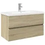 Set de mueble de baño 2 piezas cerámica y madera de ingeniería de , Tocadores de baño - Ref: Foro24-3307663, Precio: 225,04 €...