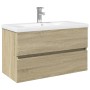 Zweiteiliges Badezimmermöbel-Set aus Keramik und Ingenieurholz. von , Badezimmerwaschtische - Ref: Foro24-3307663, Preis: 243...