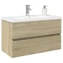 Zweiteiliges Badezimmermöbel-Set aus Keramik und Ingenieurholz. von , Badezimmerwaschtische - Ref: Foro24-3307663, Preis: 225...