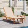 Liegestuhl mit massiver Akazienholz-Tisch und cremefarbenem Textilene von , Liegen - Ref: Foro24-4008416, Preis: 192,70 €, Ra...