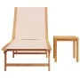 Liegestuhl mit massiver Akazienholz-Tisch und cremefarbenem Textilene von , Liegen - Ref: Foro24-4008416, Preis: 192,70 €, Ra...