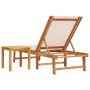 Tumbona con mesa madera maciza de acacia y textileno crema de , Tumbonas - Ref: Foro24-4008416, Precio: 168,52 €, Descuento: %