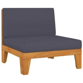 Central sectional sofa with dark gray acacia wood cushions by vidaXL, Modular outdoor sofas - Ref: Foro24-312151, Price: 153,...