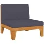 Mittelsofa mit dunkelgrauen Akazienholzkissen von vidaXL, Modulare Sofas für den Außenbereich - Ref: Foro24-312151, Preis: 15...