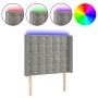 Cabecero con LED de terciopelo gris claro 103x16x118/128 cm