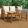 Garden bench with cream white cushions solid acacia wood by vidaXL, garden benches - Ref: Foro24-312139, Price: 198,32 €, Dis...