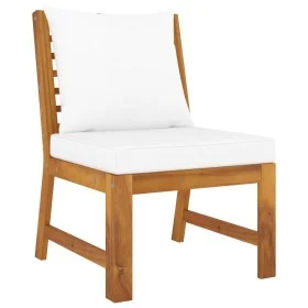 Central sectional sofa with cream cushion solid acacia wood by vidaXL, Modular outdoor sofas - Ref: Foro24-311842, Price: 103...
