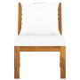 Central sectional sofa with cream cushion solid acacia wood by vidaXL, Modular outdoor sofas - Ref: Foro24-311842, Price: 109...