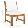Central sectional sofa with cream cushion solid acacia wood by vidaXL, Modular outdoor sofas - Ref: Foro24-311842, Price: 109...