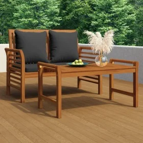 2-teiliges Gartenmöbel mit dunkelgrauen Massivholzkissen von vidaXL, Gartensets - Ref: Foro24-312142, Preis: 239,58 €, Rabatt: %