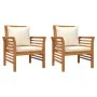 Armchairs with cream white cushions 2 pcs solid acacia wood by vidaXL, Garden chairs - Ref: Foro24-312137, Price: 239,91 €, D...