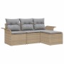 Conjunto de sofá de jardín 4 pcs Beige 55 x 55 x 37 cm