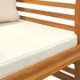 Armchairs with cream white cushions 2 pcs solid acacia wood by vidaXL, Garden chairs - Ref: Foro24-312137, Price: 239,91 €, D...