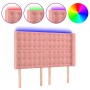 Cabecero con LED de terciopelo rosa 147x16x118/128 cm