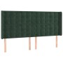 Cabecero con LED de terciopelo verde oscuro 163x16x118/128 cm