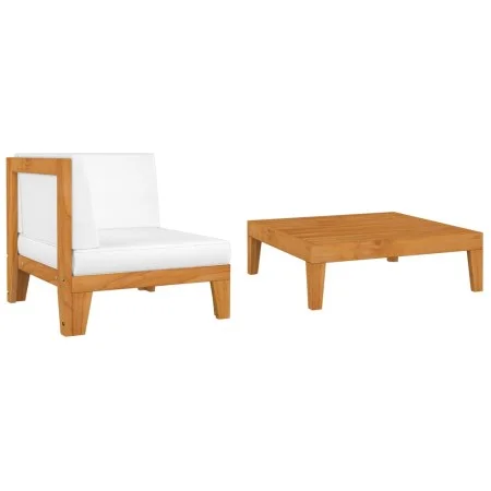 Muebles de jardín 2 piezas con cojines madera maciza de acacia by vidaXL, Modular outdoor sofas - Ref: Foro24-312146, Price: ...