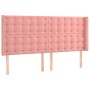 Cabecero con LED de terciopelo rosa 163x16x118/128 cm