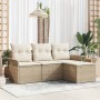 Conjunto de sofá de jardín 4 pcs Beige 55 x 55 x 37 cm