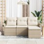 Conjunto de sofá de jardín 4 pcs Beige 55 x 55 x 37 cm