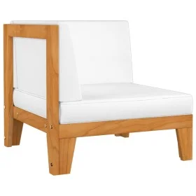 Sofá de esquina seccional y cojines blanco crema madera acacia by vidaXL, Modular outdoor sofas - Ref: Foro24-312148, Price: ...