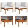 Garten-Ecksofas, 2 Stück, massives Akazienholz und Kissen von vidaXL, Modulare Sofas für den Außenbereich - Ref: Foro24-31242...