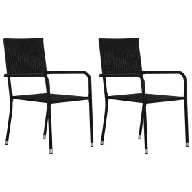 Sillas comedor de jardín apilables 2 uds ratán sintético negro by , Garden chairs - Ref: Foro24-318718, Price: 47,34 €, Disco...